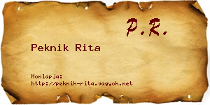 Peknik Rita névjegykártya